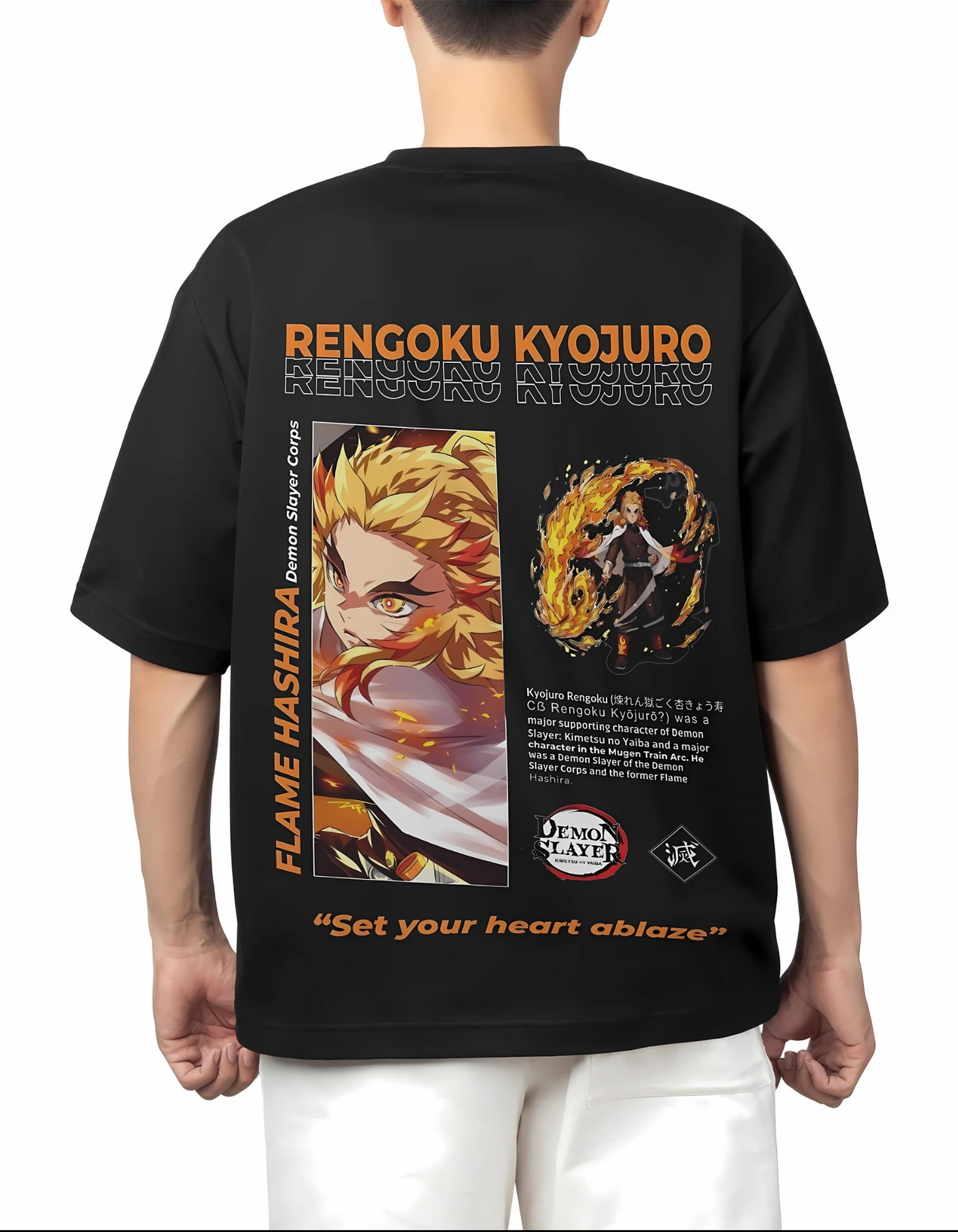 Buy RENGOKU KYOJURO / FLAME HASHIRA designed oversized t-shirt Online
