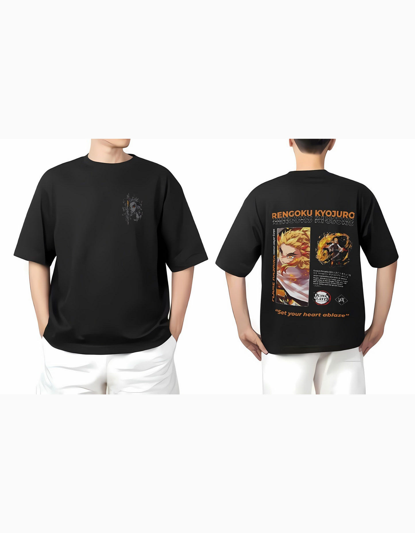 Buy RENGOKU KYOJURO / FLAME HASHIRA designed oversized t-shirt Online