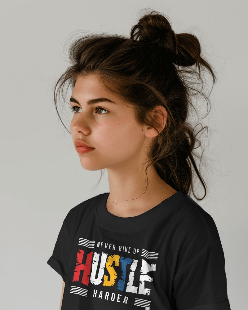 Buy HUSTLE HARD || Oversized girls t-shirts Online
