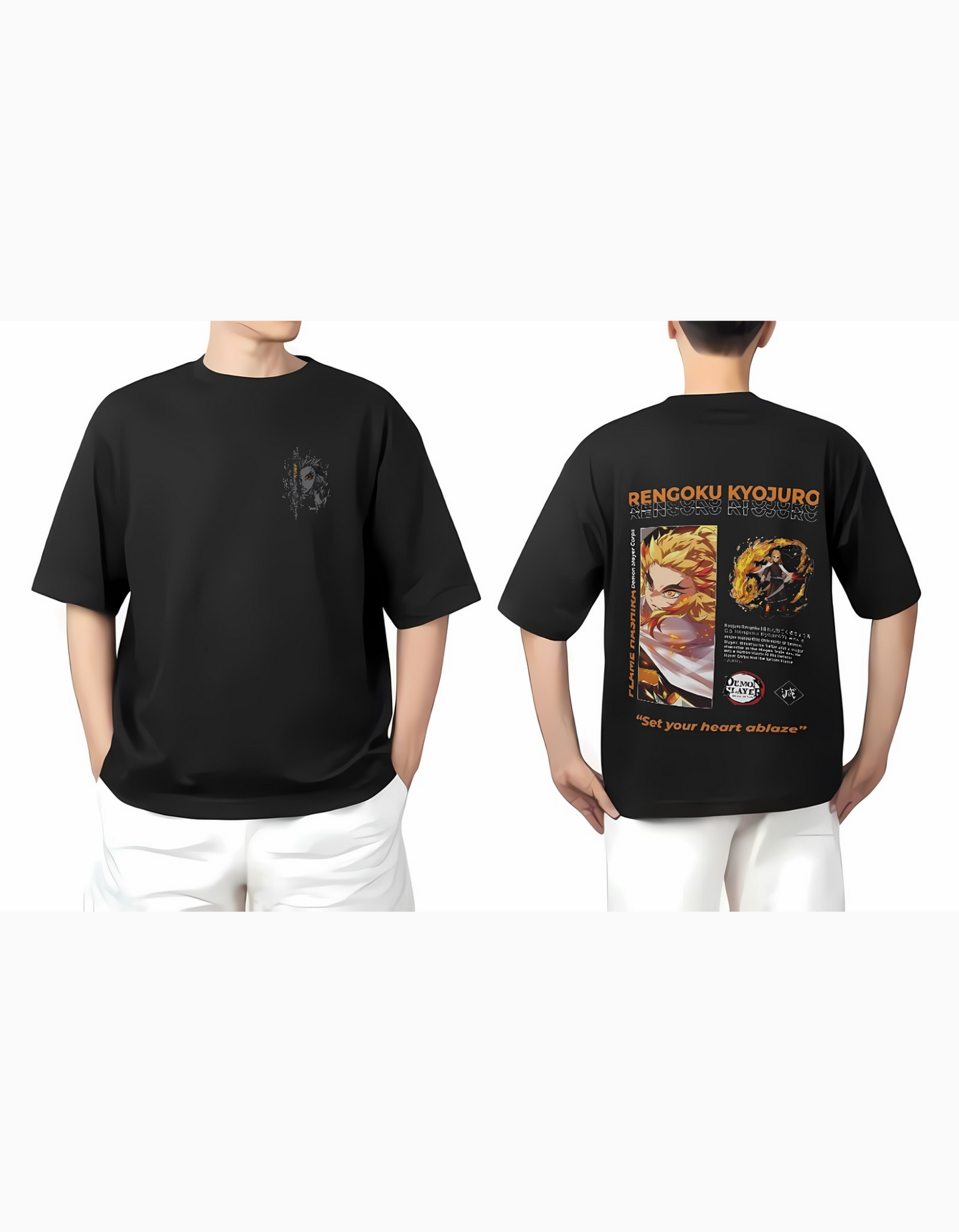 RENGOKU KYOJURO / FLAME  HASHIRA designed oversized t-shirt. 210 GSM pure cotton. According to your comfort and style.