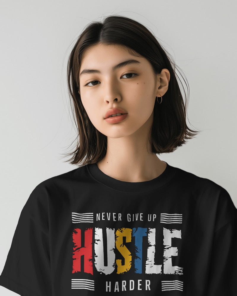 HUSTLE HARD || Oversized girls t-shirts