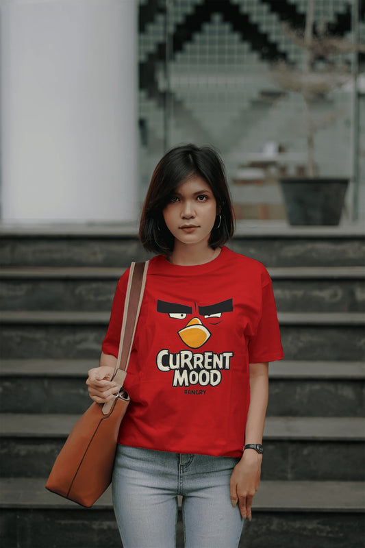 Buy Current Mood Angry over sized Tshirt Online | Red colour
